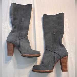 Coclico Gray Suede Boots 4 Inch Heels W/Zipper Size 39/8 Y2K European Luxury